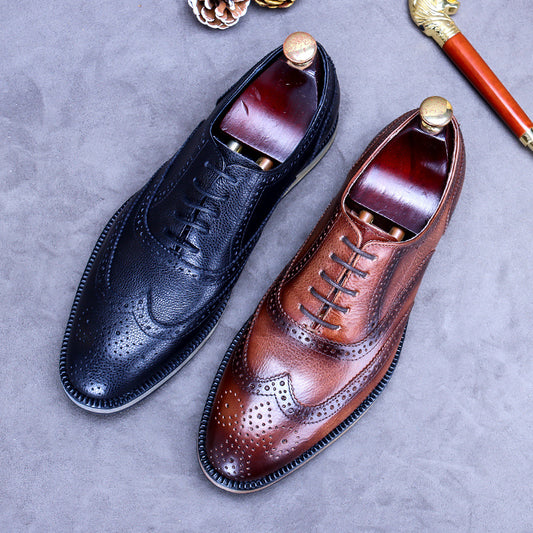 Zapatos Brogue Ejecutivos Hombre Estilo Británico Retro Grabado