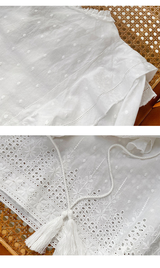 Blusa Blanca Francesa con Mangas Abullonadas - Image 9