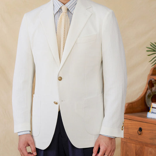 Traje Seersucker Entallado de Una Sola Botonadura