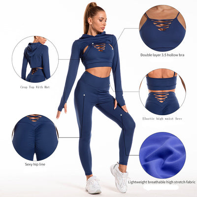 Conjunto Deportivo Yoga con Capucha - Blusa Térmica de Manga Larga - Image 12