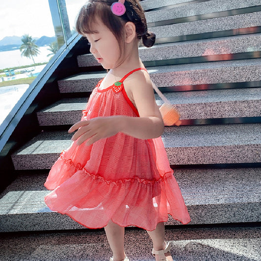 Vestido Falda Niña Malla Fresas con Tirantes - Image 3