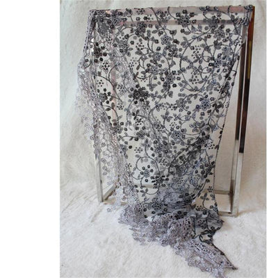 Pañuelo de Seda con Encaje Hueco y Rosa Quemada Triángulo