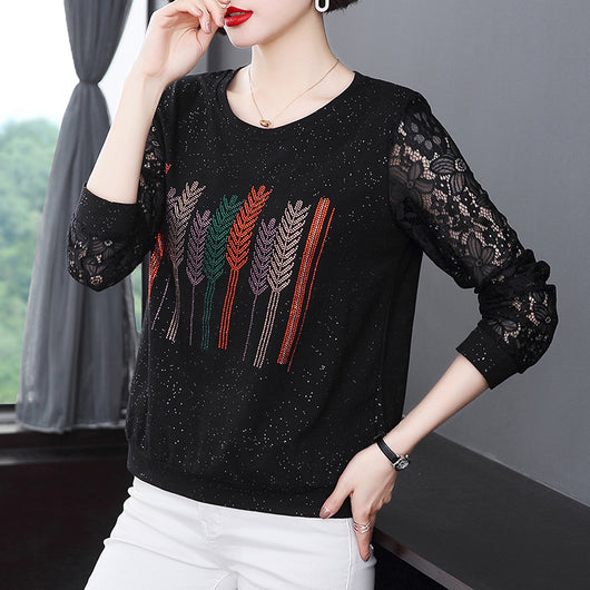 Blusa Elegante con Encaje y Detalles Brillantes para Mujer - Image 2