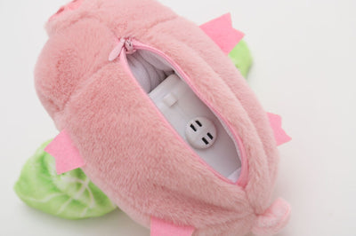 Pink plush pig cat toy with green wings, featuring sound and vibration, 15.5cm long, with USB charging. - Image 11