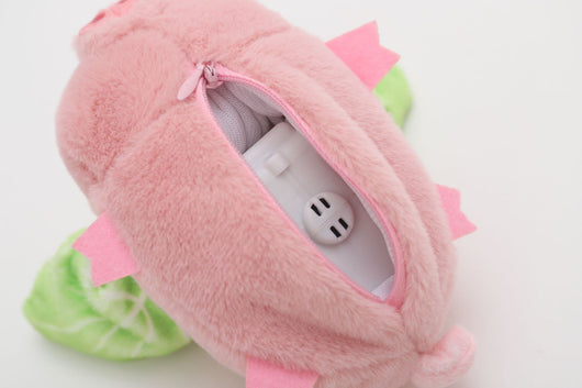 Pink plush pig cat toy with green wings, featuring sound and vibration, 15.5cm long, with USB charging. - Image 11