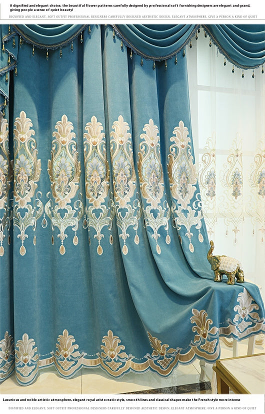 Cortinas Europeas de Lujo con Bordado Hueco de Flores para Sala de Estar - Image 10