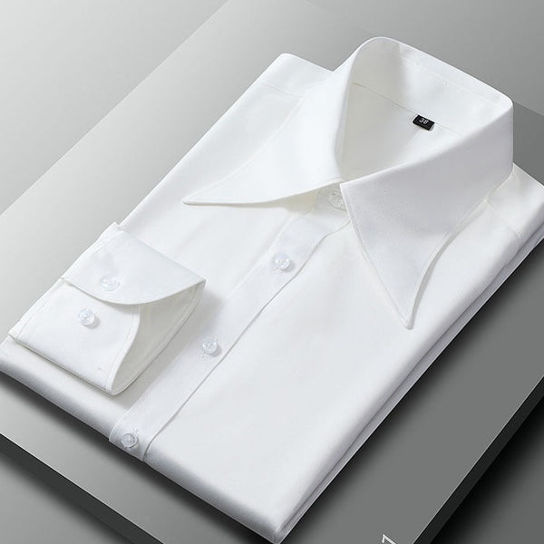 Camisa Business Casual Manga Larga Slim Fit Cuello Italiano Hombre
