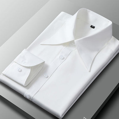 Camisa Business Casual Manga Larga Slim Fit Cuello Italiano Hombre
