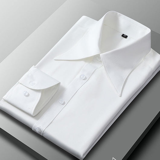 Camisa Business Casual Manga Larga Slim Fit Cuello Italiano Hombre