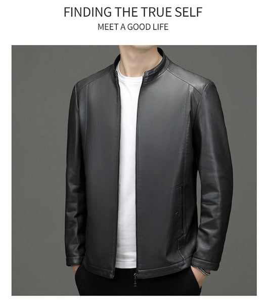 Chaqueta de Cuero Casual Acolchada para Hombre con Forro Polar - Image 18