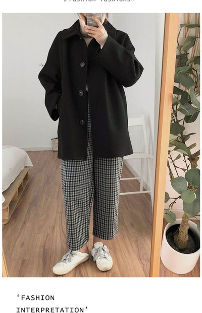 Abrigo Suelto Estilo Coreano Largo Mujer Talla Pequeña - Image 15