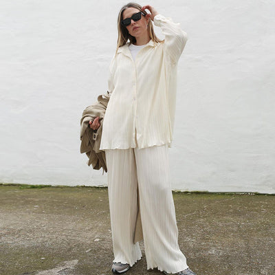 Conjunto Ejecutivo Plisado: Camisa Manga Larga y Pantalón Casual - Image 16