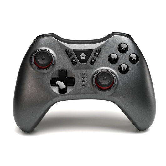 Dark gray wireless gamepad with black buttons, red analog stick accents, and a D-pad, for multi-platform gaming. - Image 8