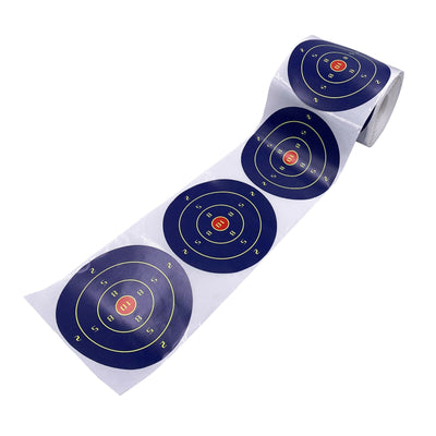 Roll of dark blue shooting target stickers with fluorescent yellow rings and numbers, and a red bullseye. - Image 9