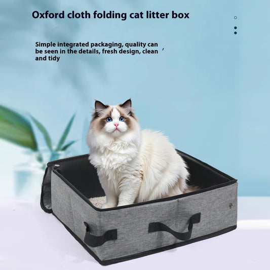Arenero Portátil para Gatos con Tela Oxford Plegable