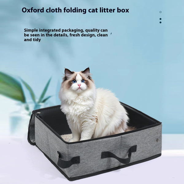 Arenero Portátil para Gatos con Tela Oxford Plegable