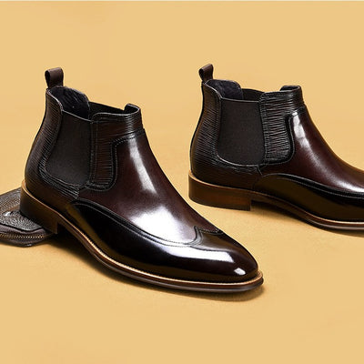 Botas de Cuero Genuino con Punta Inglesa para Hombre - Calzado Formal Ejecutivo Marrón - Image 2