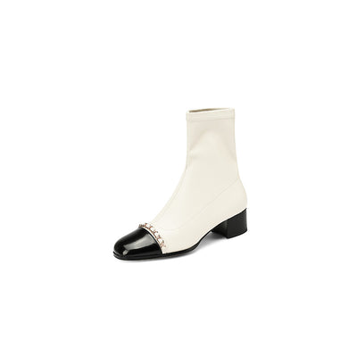 Botas Cortas de Cuero Genuino con Tacón Grueso y Punta Redonda - Image 12
