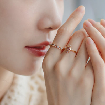 Anillo de Plata 925 Chapado en Oro con Amatista y Circonia Cúbica para Mujer - Image 3