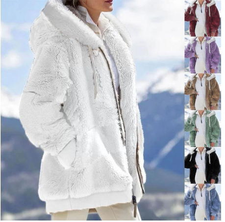 Abrigo Sudadera Deportiva Mujer con Capucha y Cierre - Invierno Cálido