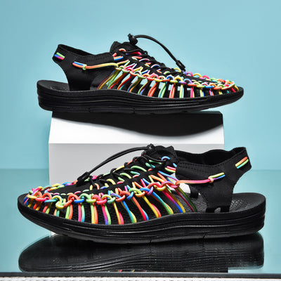 Sandalias Romanas Tejidas con Cordón Ajustable para Hombre y Mujer