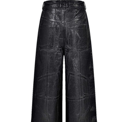 Pantalones Negros de Microfibra Elástica con Efecto Craquelado - Image 2