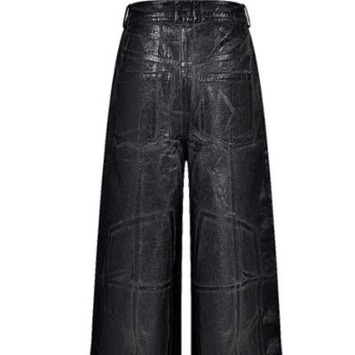 Pantalones Negros de Microfibra Elástica con Efecto Craquelado - Image 2