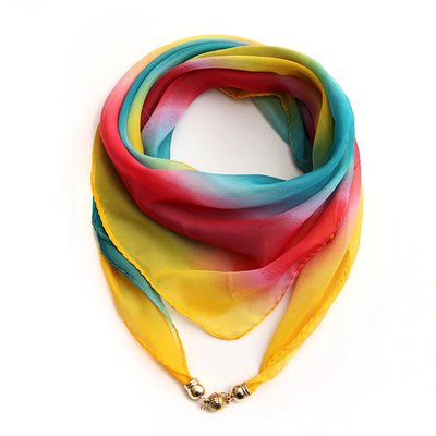 Pañuelo Floral Dorado de Gasa Ligera para Mujer - Image 16