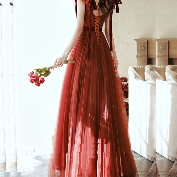 Vestido de Compromiso Rojo Elegante para Mujer