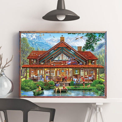 Cuadro Decorativo de Paisaje con Mosaico de Diamantes y Bordado - Image 8