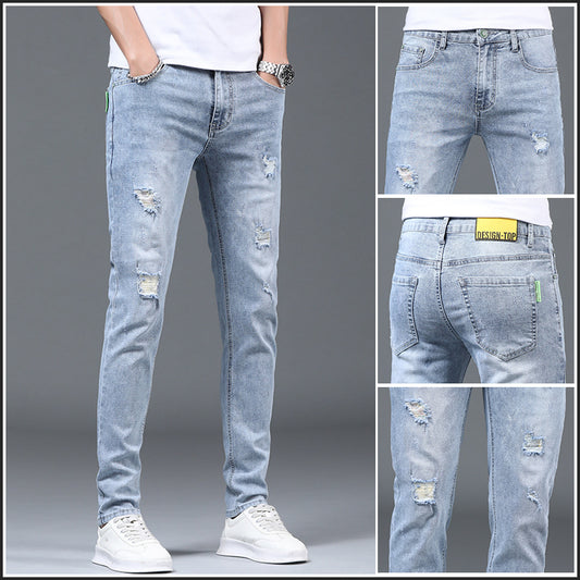 Pantalones Slim Fit Rotos Casuales para Hombre - Image 2