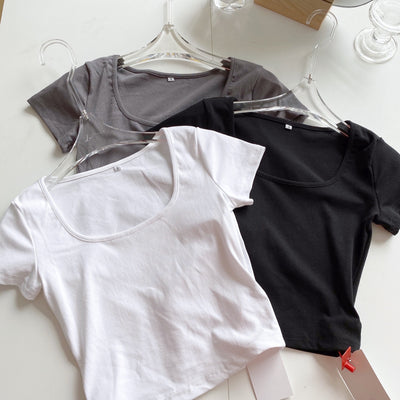 Camiseta Ajustada Manga Corta para Mujer - Top Versátil y Elegante - Image 8