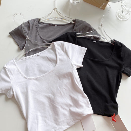 Camiseta Ajustada Manga Corta para Mujer - Top Versátil y Elegante - Image 8