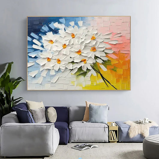 Cuadro Abstracto Moderno Óleo sobre Lienzo con Textura 3D - Flores Contemporáneas para Sala - Image 12