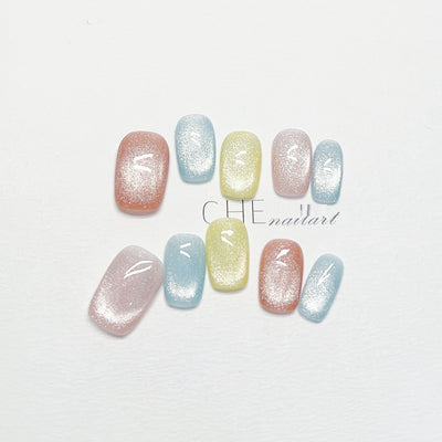 Uñas Postizas Cat Eye Dopamina Colores Vibrantes para Niñas - Image 8