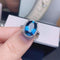 Natural London Azul Topaz Ring Blanco Dorado Color Adjustable Opening