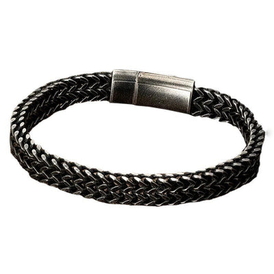 Pulsera Hombre Vintage Punk Cadena Doble Acero Inoxidable Negro - Image 4
