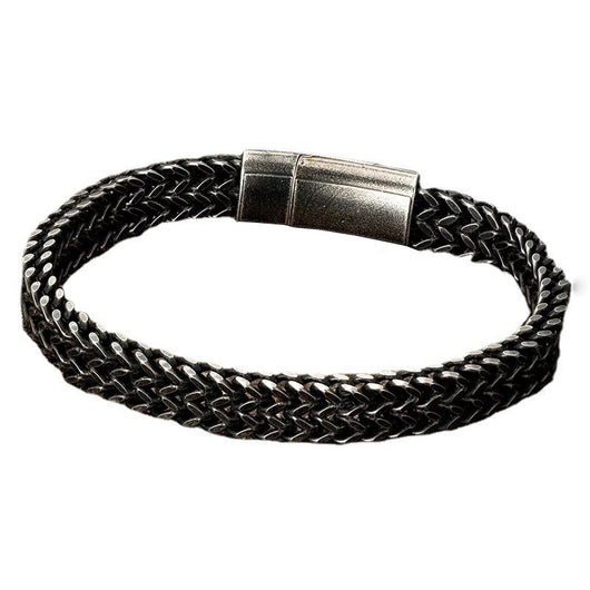 Pulsera Hombre Vintage Punk Cadena Doble Acero Inoxidable Negro - Image 4
