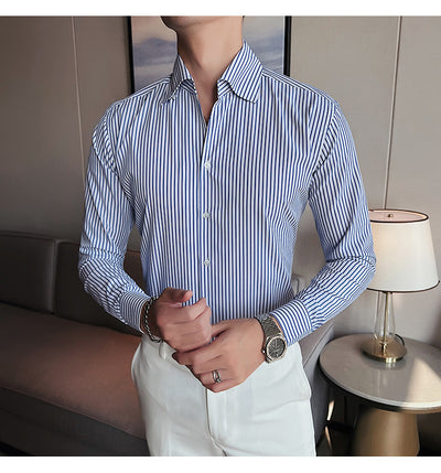 Camisa de Vestir Hombre Talla Grande a Rayas sin Planchado - Image 15