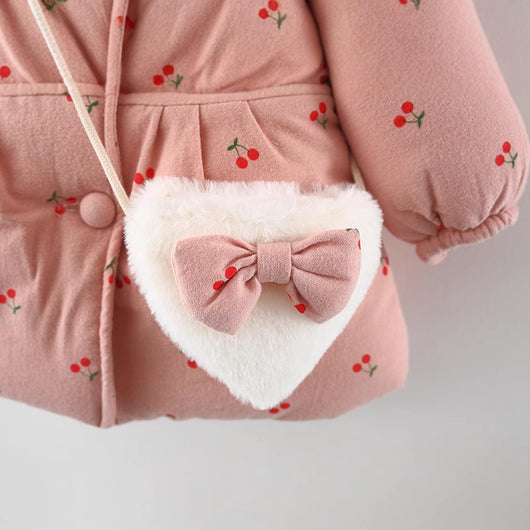 Abrigo de Algodón Niña con Forro Polar Estampado Frutas y Bolsa Incluida - Image 3