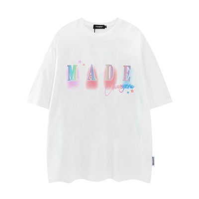 Camiseta Hombre Manga Corta Suelta Transpirable Estampado Letras Verano - Image 12