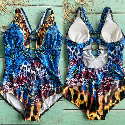 Bikini Estampado con Escote Profundo y Espalda Descubierta - Image 5