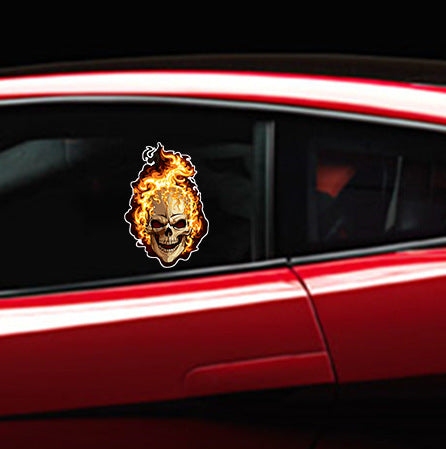 Calcomanía Reflectante Calavera Flamígera Punisher