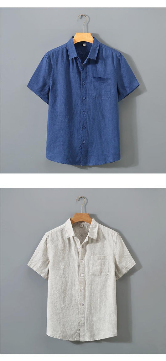 Camisa de Lino Puro para Hombre de Manga Corta - Image 7