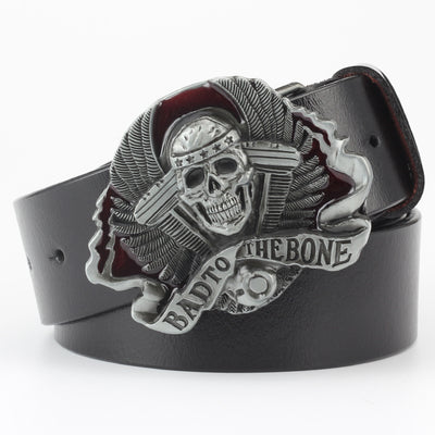 Cinturón de Cuero Puro con Diseño Calavera Casual - Image 14