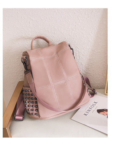 Mochila Estilo Lichi con Remaches y Contraste de Colores - Image 12