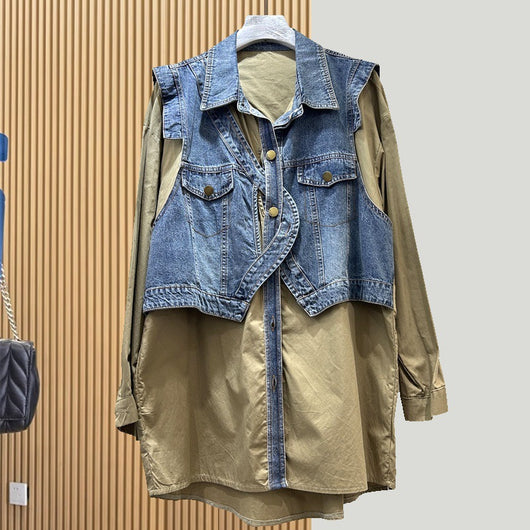 Chaqueta Denim Falso Dos Piezas para Mujer con Diseño Moderno - Image 8
