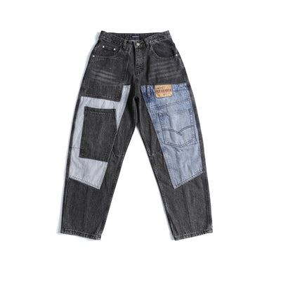 Jeans Vintage Deconstruido con Parches Pesados Lavado Retro - Image 7