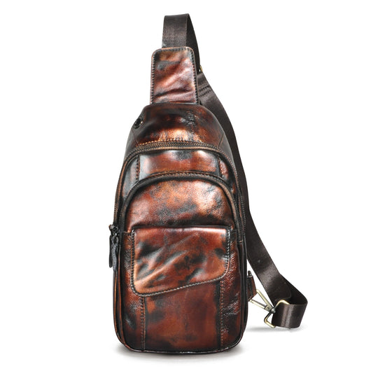 Bolsa Cruzada para Pecho de Cuero Crazy Horse Vintage - Estilo Retro para Hombre - Image 5