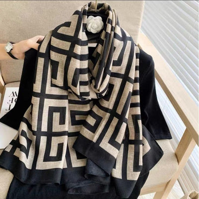 Pashmina de Algodón y Lino Estampada - Chal Abrigador Versátil - Image 35